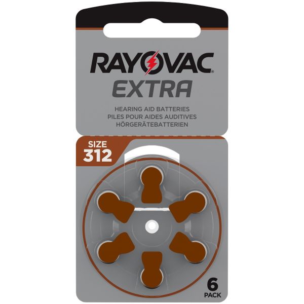 Rayovac Extra Mercury Free Hearing Aid Batteries (QTY 6) Size 312