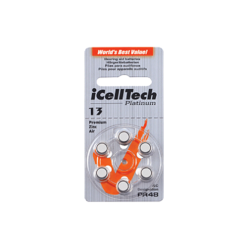 iCellTech Platinum Hearing Aid Batteries (QTY 6) Size 13 - Hear for Less