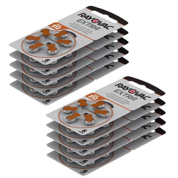Rayovac Extra Mercury Free Hearing Aid Batteries (QTY 60) Size 312