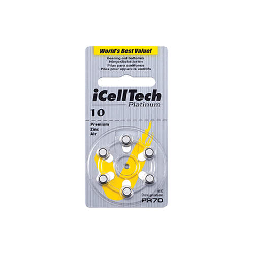iCellTech Platinum Hearing Aid Batteries (QTY 6) Size 10 - Hear for Less