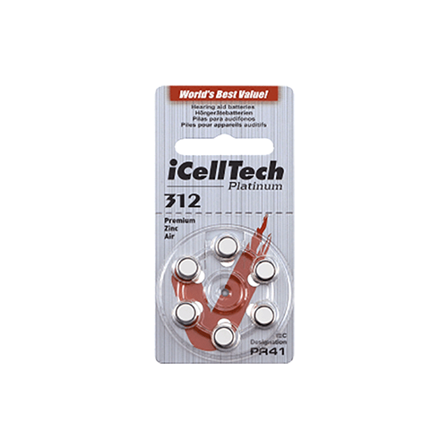iCellTech Platinum Hearing Aid Batteries (QTY 6) Size 312 - Hear for Less