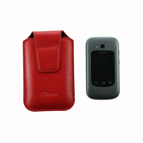 Olitech Easy Pouch Leather Flipstyle Protective Cover Red - Hear for Less