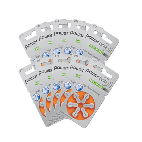 Power One High Level Hearing Aid Batteries (QTY 60) Size 13 - Hear for Less