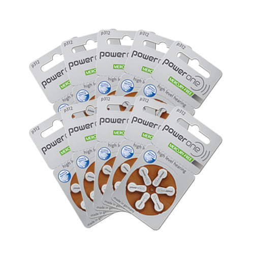 Power One Hearing Aid Batteries Size 312 (QTY 60) Zinc Air - Hear for Less