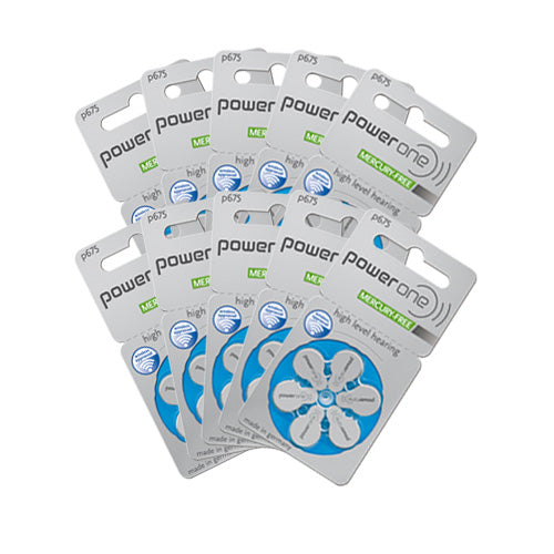 Power One High Level Hearing Aid Batteries (QTY 60) Size 675 - Hear for Less