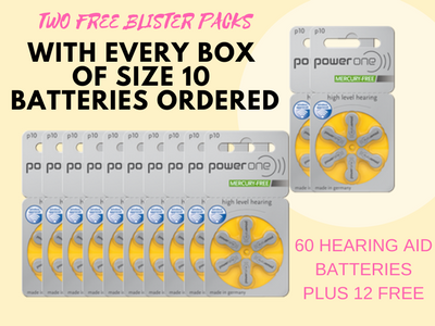 Power One Hearing Aid Batteries SPECIAL OFFER - Get 2 Packs of Hearing Aid Batteries Free With Every Box - Hear for Less