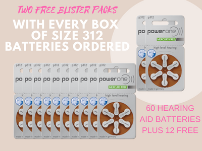 Power One Hearing Aid Batteries SPECIAL OFFER - Get 2 Packs of Hearing Aid Batteries Free With Every Box - Hear for Less