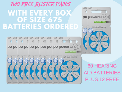 Power One Hearing Aid Batteries SPECIAL OFFER - Get 2 Packs of Hearing Aid Batteries Free With Every Box - Hear for Less